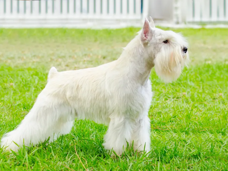 Miniature Schnauzer standing in the grass